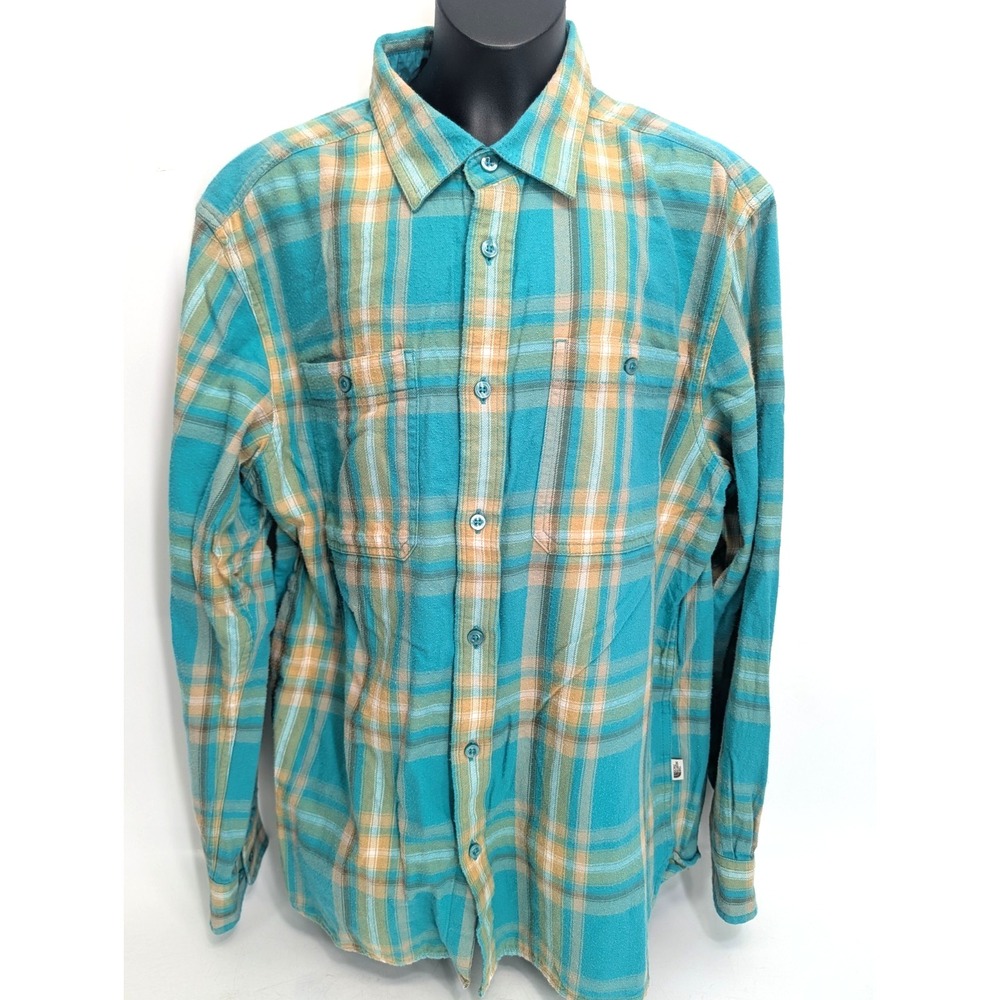 The North Face Men's Arroyo Flannel Long Sleeve Shirt - Large - Turquoise / Tan